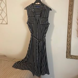 Striped shirt dress with detachable belt